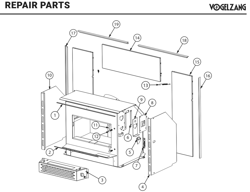 Repair Parts 1 Diagram and Parts List for VG1820  US Stove Company Heating Stove